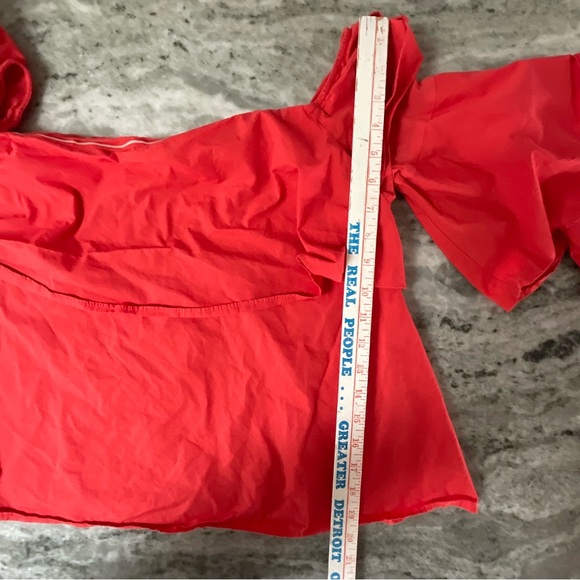 Lumiere Red/Orange Off The Shoulder Ruffle Gypsy Top Size Large (N1) - Picture 5 of 7